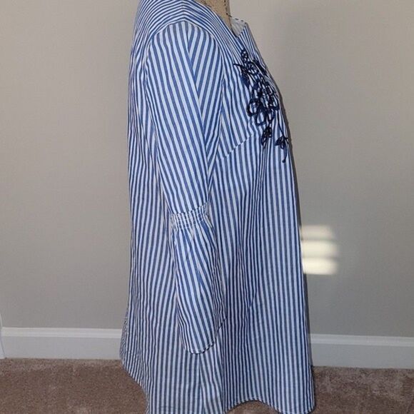 Jealous Tomato Embroidered Striped Dress with bell sleeves - Picture 4 of 5